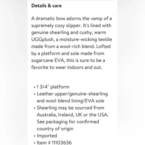 UGG Women's Classic Bow Genuine Shearling Platform Slip On Size 9 - Picture 6 of 6